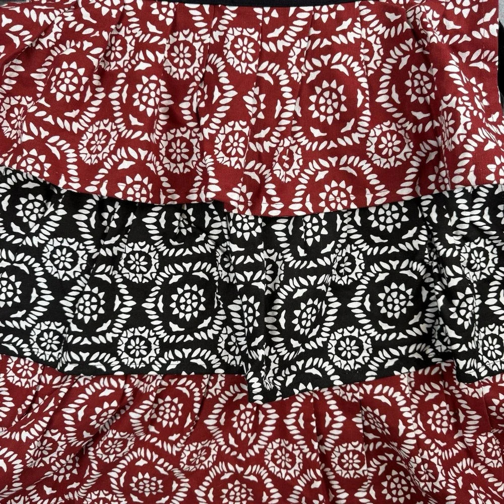NWT Contempt Apron Ruffles Country‎ tie Black Maroon and white